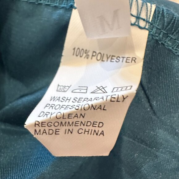 Teal, ruffled mini-dress with fabric belt - Picture 3 of 4